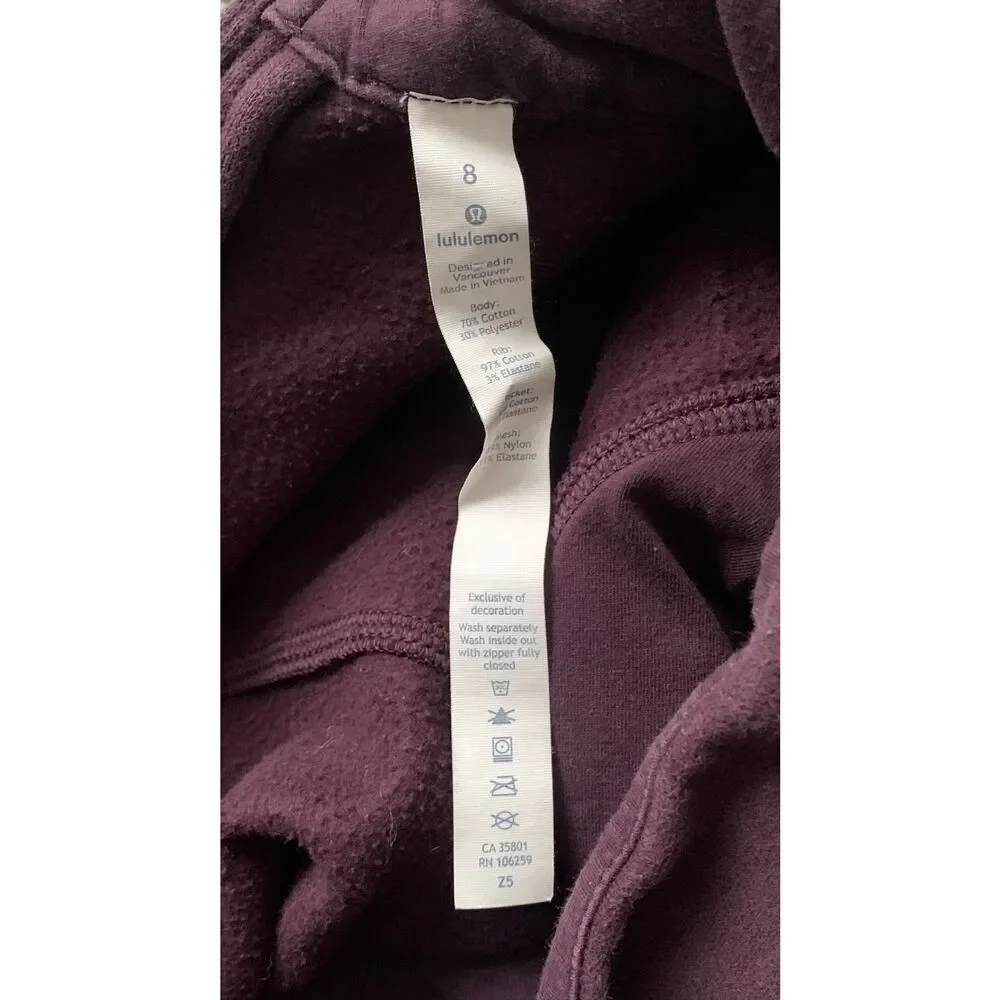 Lululemon Floral velvet Flock MAROON  Pullover Mock SWEATSHIRT sz 8